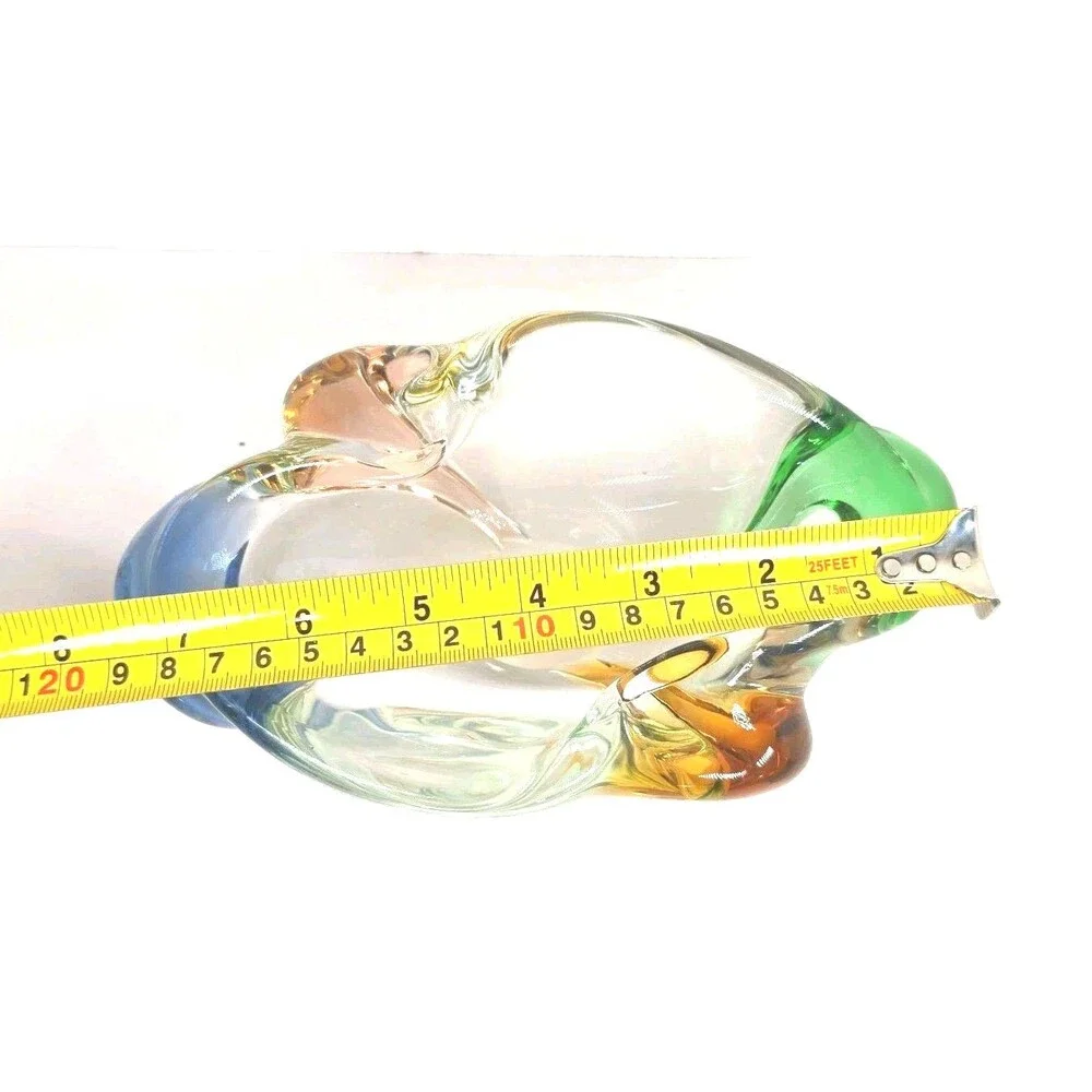 Vintage Czech Art Glass Vase by Frantisek Zemek Mid-century glass trinket bowl